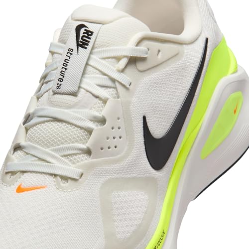Nike Men's Structure 26 Sneaker, Summit White/Black/Volt/Total Orange, 7