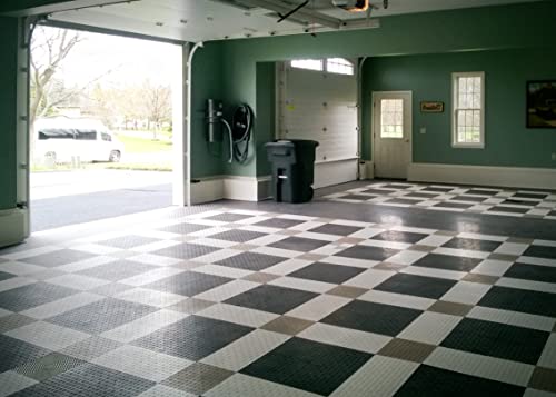 Big Floors GarageTrac Garage Floor Tiles, Interlocking Garage Flooring, Diamond Pattern Non-Slip Heavy-Duty Copolymer Modular Tile, Easy Install (Graphite, 48 Pack of 12 x 12" Tiles, 48 Sq Ft)