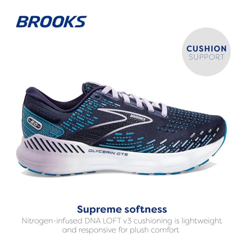 Brooks Women's Glycerin GTS 20 Supportive Running Shoe - Peacoat/Ocean/Pastel Lilac - 8.5 Medium
