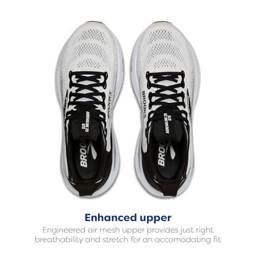 Brooks Men’s Adrenaline GTS 25 Supportive Running & Walking Shoe - White/Black/White - 10.5 Medium