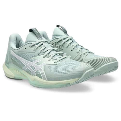 ASICS Women's Solution Speed FlyteFoam 3 Tennis Shoes, 8.5, Lichen Rock/White