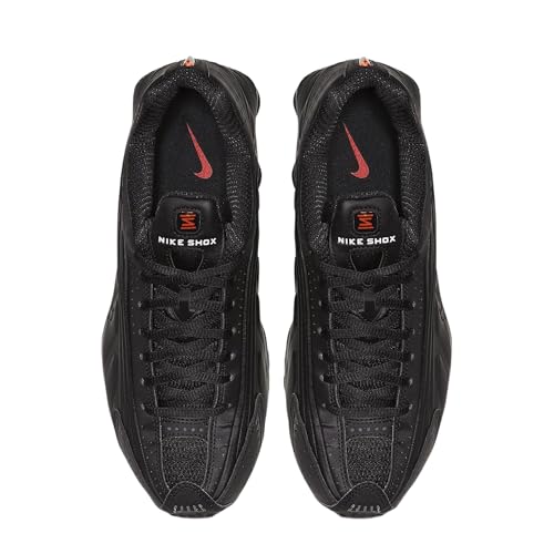 Nike Women's Shox R4 Sneaker, Multicolour Black Black Black Max Orange 000, 7.5