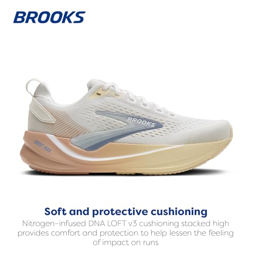 Brooks Women’s Ghost Max 4 Neutral Running & Walking Shoe - White/Rose/Rutabaga - 7.5 X-Wide
