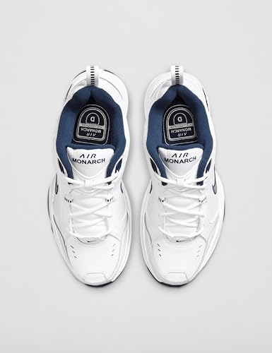 Nike Men's Air Monarch IV Training/Workout Shoes, White/Metallic Silver, 8.5