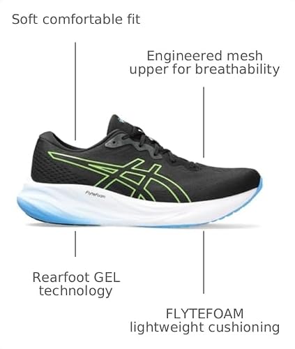 ASICS Men's Gel-Pulse 15 Running Shoe, 13, Black/Electric Lime