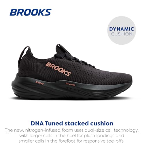 Brooks Women’s Glycerin Stealthfit 22 Neutral Running Shoe - Black/Grey/Rose Gold - 7 Medium