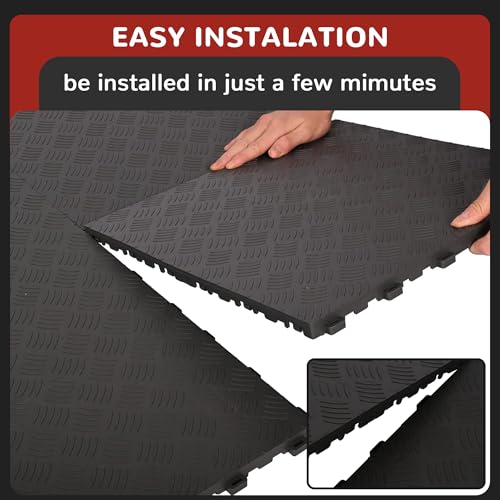 Suuiwau 20 PCS Thickened Garage Floor Tiles 15.7"x15.7"x0.71" Durable Interlocking Flooring Non-Slip Texture GarageDeck Copolymer Modular for Garage, Basement,Repair Shops,34 sq ft