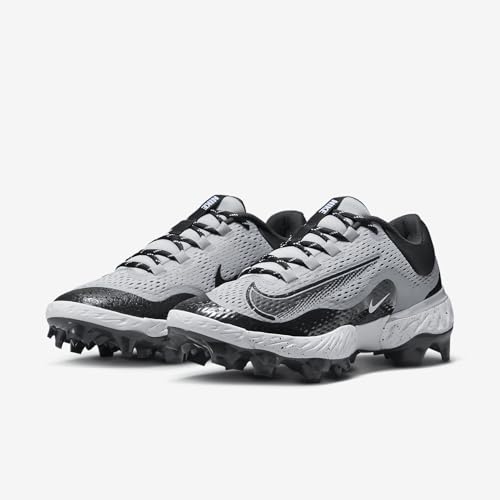 Nike Alpha Huarache Elite 4 Low MCS Men's Baseball Cleats (FD6221-002, Wolf Grey/White/Dark Smoke Grey) Size 10