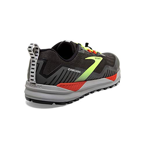 Brooks Men's Cascadia 15 Trail Running Shoe - Black/Raven/Cherry Tomato - 7 Wide