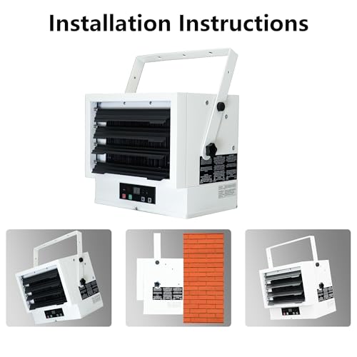 VILLABROT 5000W Garage Heater 240V, Fan-Forced Electric Heater with Remote & Digital Thermostat, Wall/Ceiling Mount, Overheat Protection, 1-9H Timer, 500 Sq.Ft for Garage Greenhouse Indoor