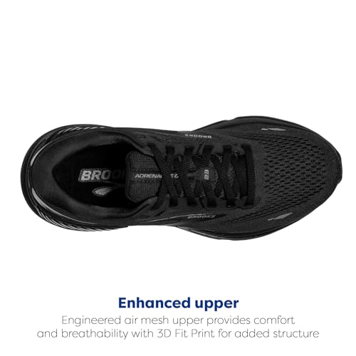 Brooks Women’s Adrenaline GTS 23 Supportive Running Shoe - Black/Black/Ebony - 6 Medium