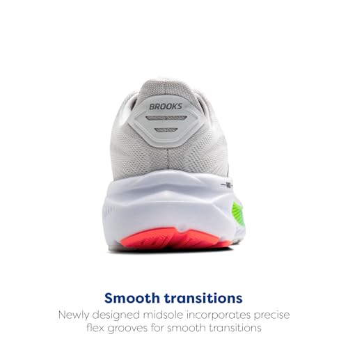 Brooks Men’s Ghost 17 Neutral Running Shoe - White/Pink Clay/Gecko - 12 Medium