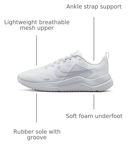 Nike Men's Downshifter 12 Trainers, White Metallic Silver Pure Platinum, 8