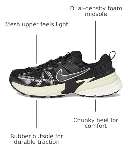 Nike Women's V2K Run Black/Black/Metallic Silver/Muslin 10 Medium