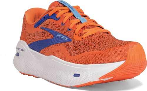 Brooks Men's Ghost Max Sneaker, Red Orange Black Surf The Web, 10.5