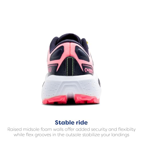 Brooks Women’s Caldera 7 Trail Running Shoe - Pink/Peacoat/Sunny Lime - 6.5 Medium