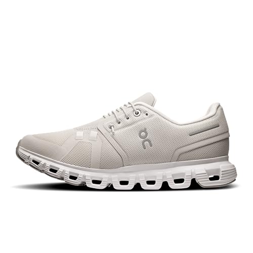 On Women's Cloud 6 Sneakers, Pearl/White, 8 Medium US