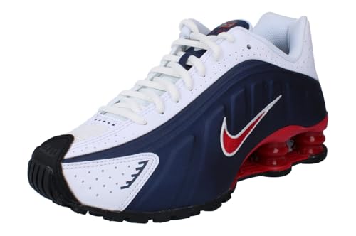 Nike Shox R4 GS Running Trainers CW2626 Sneakers Shoes (UK 4.5 us 5Y EU 37.5, Midnight Navy Gym red White 400)