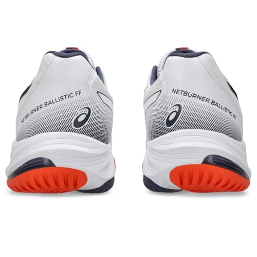 ASICS Men's Netburner Ballistic FlyteFoam 3 Volleyball Shoes, 6.5, White/Indigo Fog