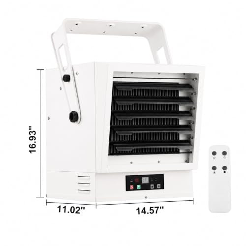 VILLABROT 5000W Garage Heater 240V, Fan-Forced Electric Heater with Remote & Digital Thermostat, Wall/Ceiling Mount, Overheat Protection, 1-9H Timer, 500 Sq.Ft for Garage Greenhouse Indoor