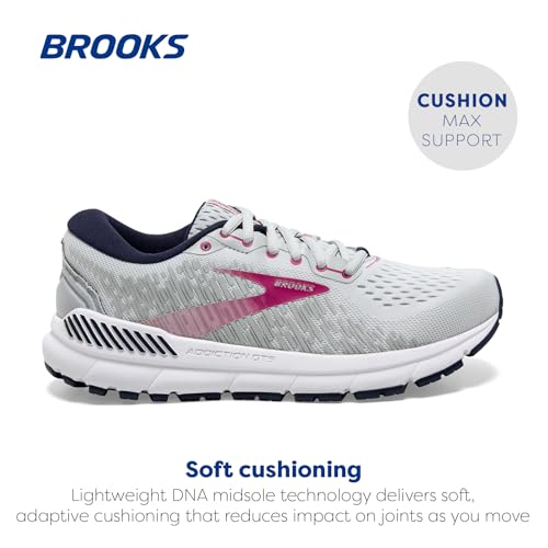 Brooks Women's Addiction GTS 15 Supportive Running Shoe - Oyster/Peacoat/Lilac Rose - 7.5 Narrow