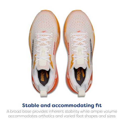 Brooks Men’s Ghost Max 4 Neutral Running & Walking Shoe - White/Orange/Red - 9 Medium