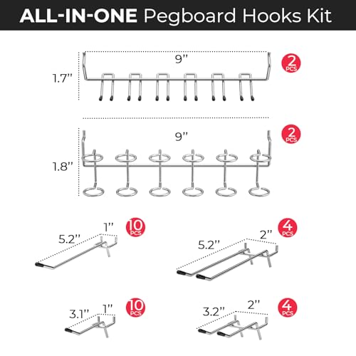 INCLY 312PCS Peg Board Organizer Accessories Kit for Organizing Tools