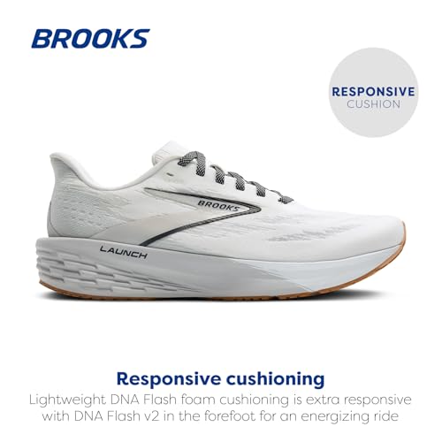 Brooks Women’s Launch 11 Neutral Running Shoe - White/Grey/Black - 9.5 Medium