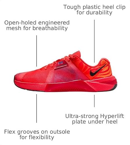 Nike Men's Metcon 10 Amplified Sneaker, Bright Crimson/Black/University Red, 9