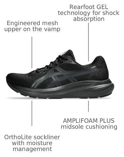 ASICS Men's Gel-Contend 10 Running Shoes, 9, Black/Carrier Grey