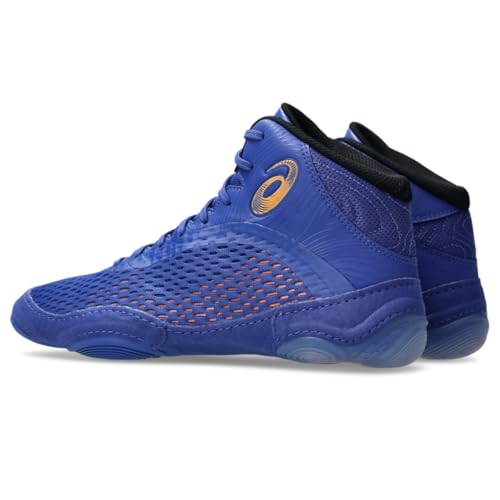 ASICS Men's Split Elite Wrestling Shoes, 10.5, Dark Cobalt/Orange POP
