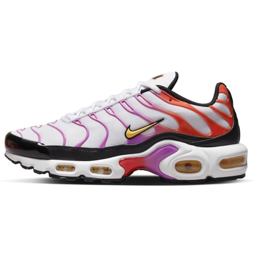 Nike Air Max Plus Womens Running Shoes, White/Citron Pulse-Black, 8 M US