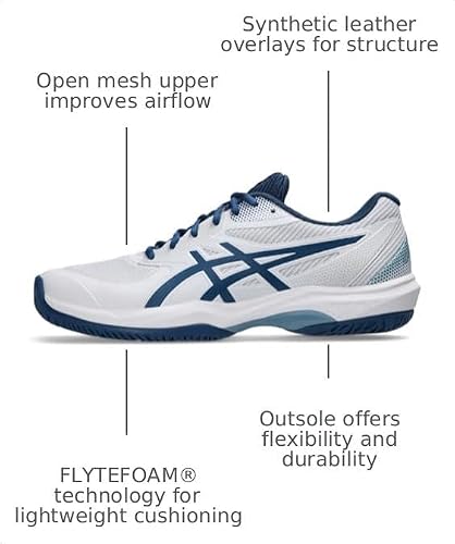 ASICS Men's Game FlyteFoam Pickleball Shoes, 14, White/Twilight Blue