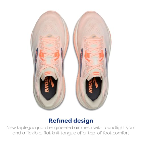 Brooks Women’s Ghost 18 Neutral Running & Walking Shoe - Star White/Cyber Peach/Grey - 8 Medium