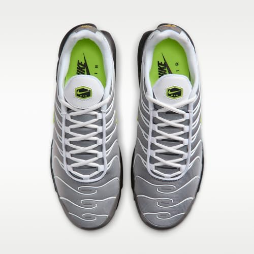 Nike Air Max Plus Men's Shoes (White/Pearl Grey/Black/Neon Yellow) Size 13