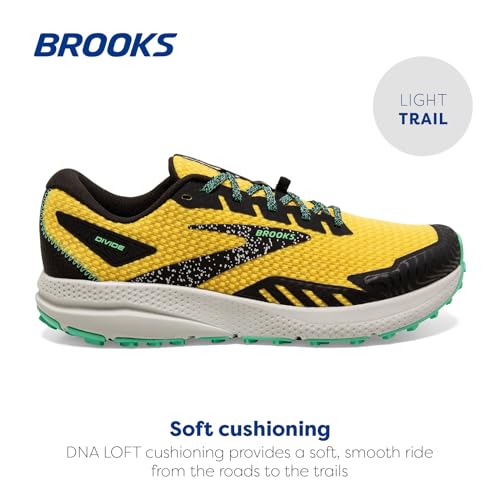 Brooks Men’s Divide 4 Trail Running Shoe - Lemon Chrome/Black/Spring Bud - 10 Medium