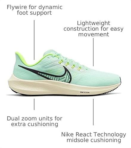 Nike Men's Air Zoom Pegasus 39 Sneaker, Barely Green/Cave Purple/Mint Foam/Volt, 7 UK
