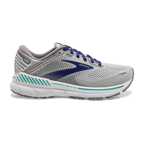 Brooks Women's Adrenaline GTS 22 Supportive Running Shoe - Alloy/Blue/Green - 6.5 Medium