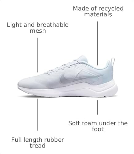 Nike Men's Downshifter 12 Running Shoe, White Pure Platinum White, 7.5 UK