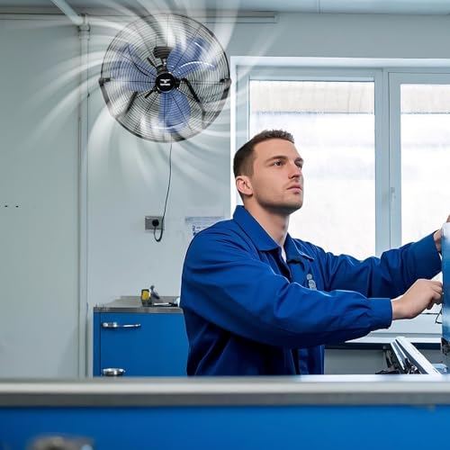 TEMPWARE 20 Inch High Velocity Industrial Floor Fan with 360° Tilt, Blue