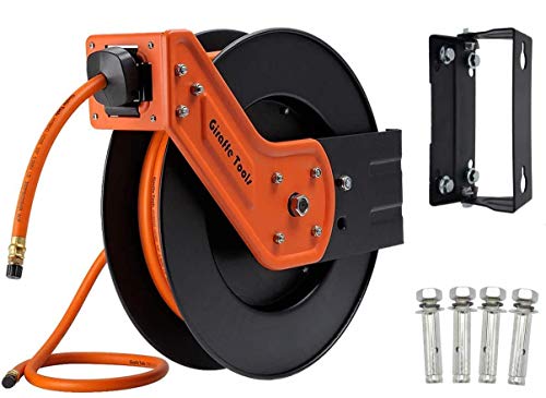 Giraffe Tools TA10 Retractable Air Hose Reel, 3/8" x 25ft, Open Steel