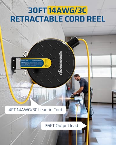 DEWENWILS 30FT Retractable Extension Cord Reel, Ceiling/Wall Mount