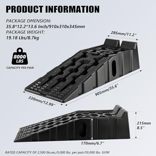 Heavy Duty Car Ramps for Oil Changes, 16000LBS GVW Capacity, 6.7" Lift