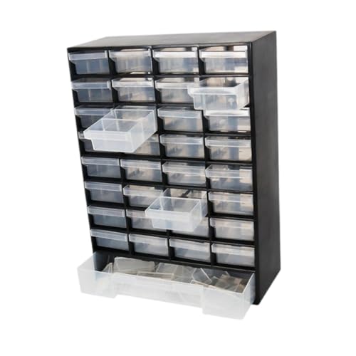 33-Drawer Parts Organizer Storage Cabinet, Wall-Mountable PP Plastic Hardware Box for Garage Crafts and Office, Black