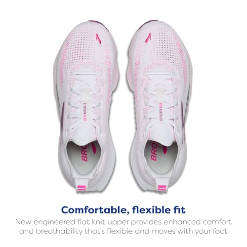 Brooks Women’s Glycerin Flex Neutral Running & Walking Shoe - White/Cyber Pink/Argyle - 8.5 Medium