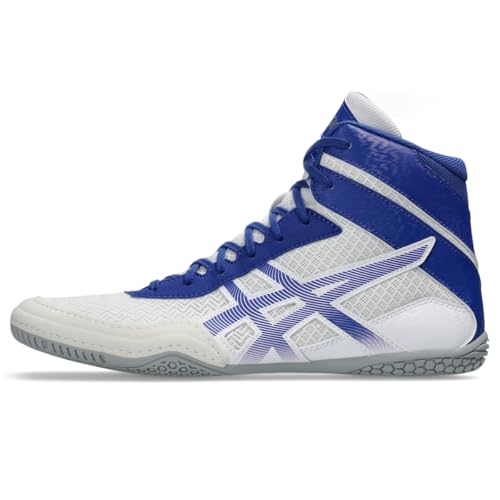 ASICS Men's MATCONTROL 3 Wrestling Shoes, 9.5, White/Dark Cobalt