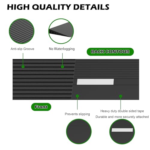 Nuvium 1" Rise Rubber Threshold Ramp for Doorways, Wheelchair Ramp