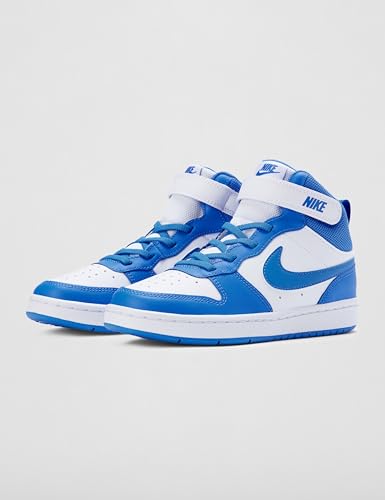 Nike Little Kids' Court Borough Mid 2 Shoes, White/Blue Crystal-Blue Crystal-White, 13C