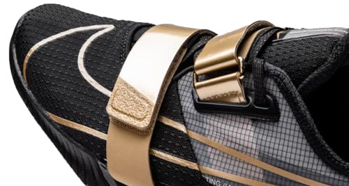 Nike Romaleos 4 Weightlifting Shoes (CD3463-001, Black/Metallic Gold/White/Metallic Gold) Size 10.5