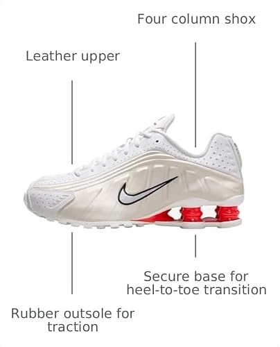 Nike Shox R4 Women's Shoes (AR3565-103, White/Phantom/Picante Red/White) Size 6.5
